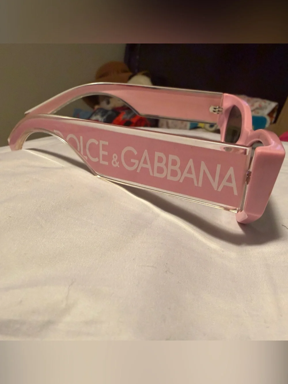 Dolce & Gabbana Pink Clear-Trim Logo Sunglass Temple